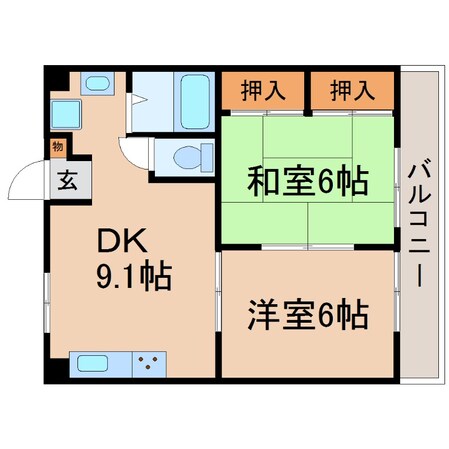 出屋敷駅 徒歩15分 3階の物件間取画像